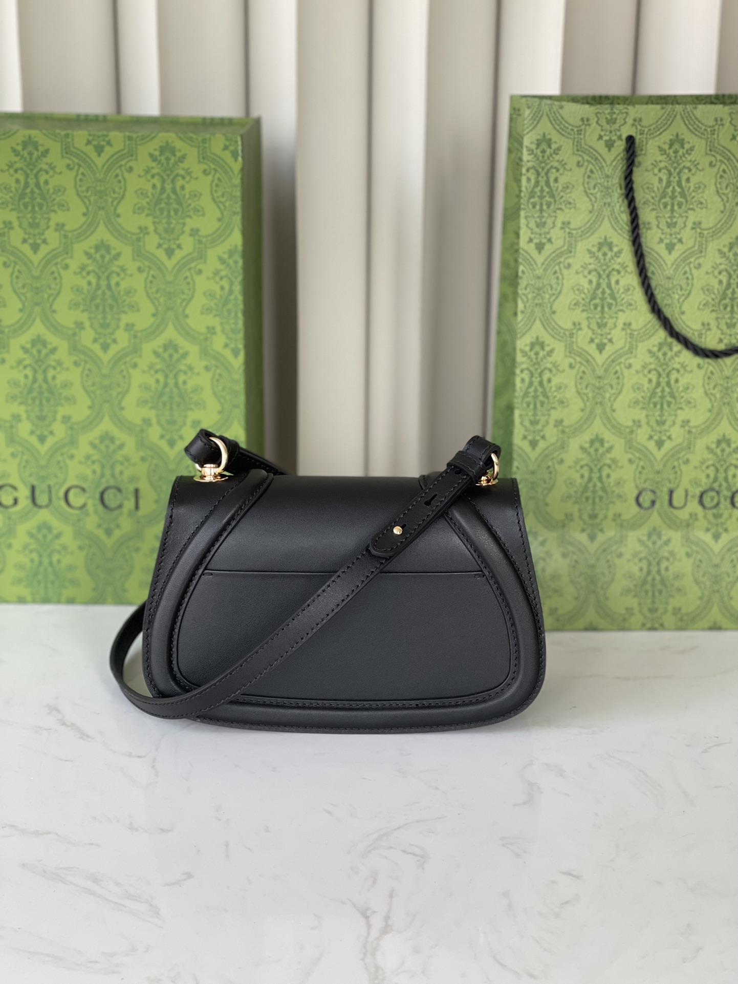 Gucci Blondie collection Mini backpack black glossy leather